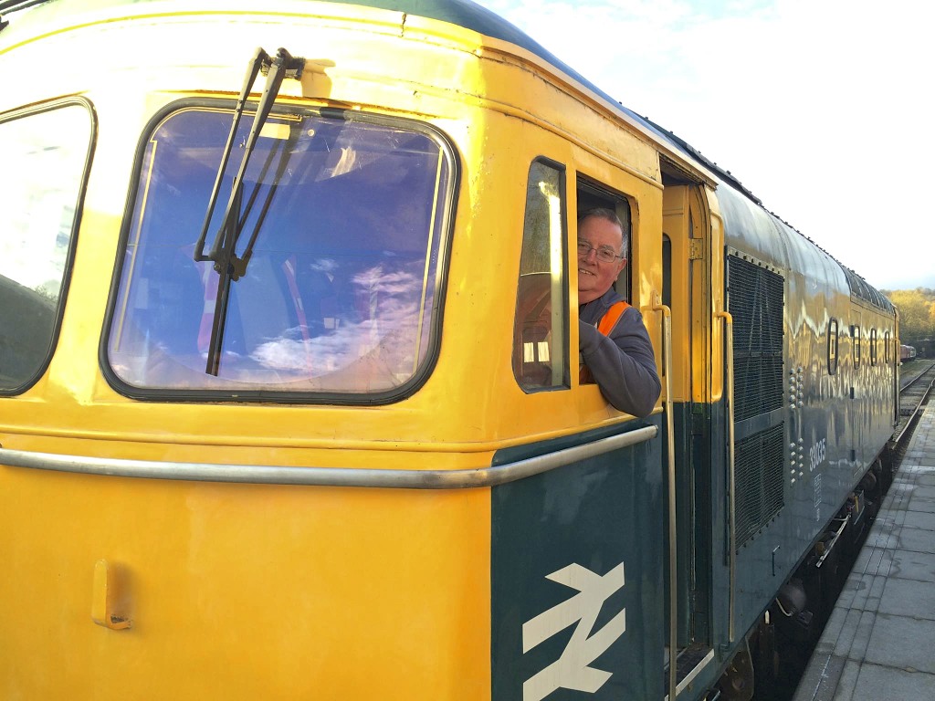 Driving a Class 33 diesel engine at Ecclesbourne Valley Railway.